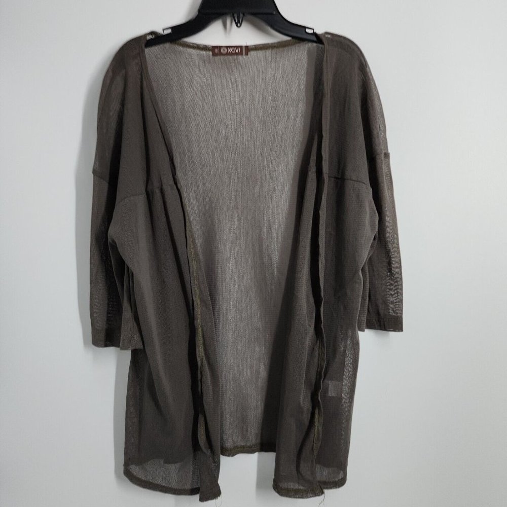 NEW XCVI Size XS Mesh Cardigan Lightweight 100% cotton Open Front Olive Green